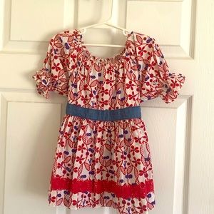 Fourth of July🇺🇸 Matilda Jane dress with bow and back size 8 Patriotic USA
